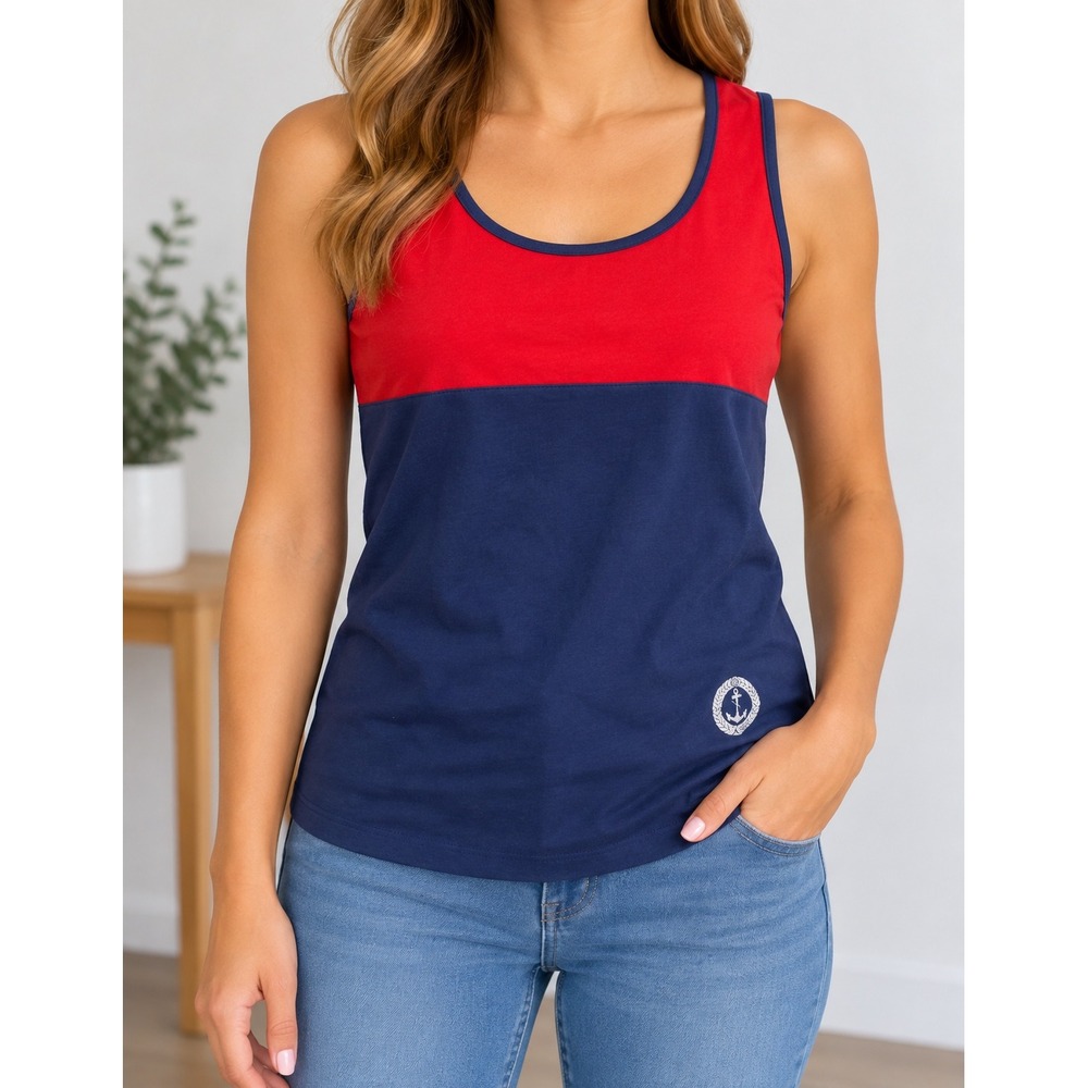Lauren Ralph Lauren Tank Top Size M Red Blue Anchor Graphic_163